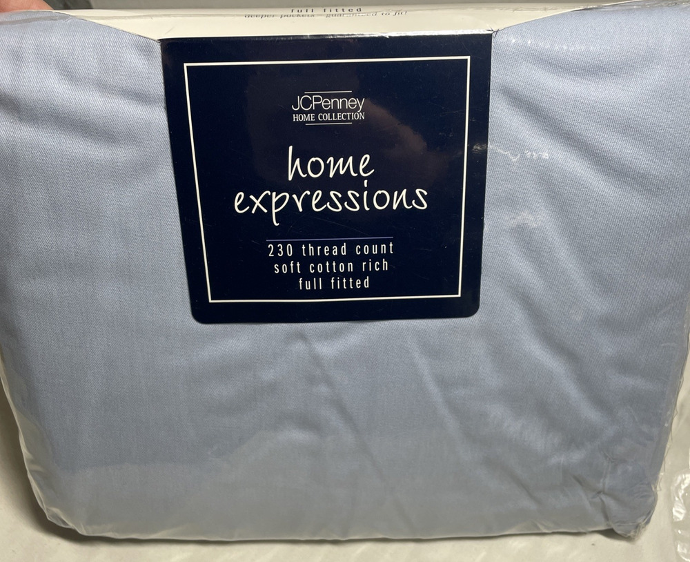 JCPenney Home Expressions Full Fitted NEW Blue 230 Thread Count